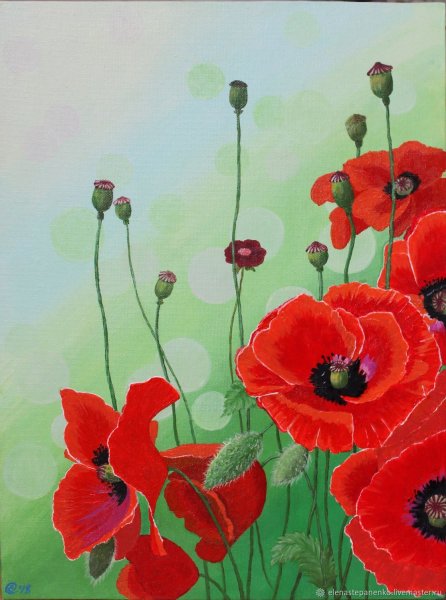 Маки акрилом на холсте