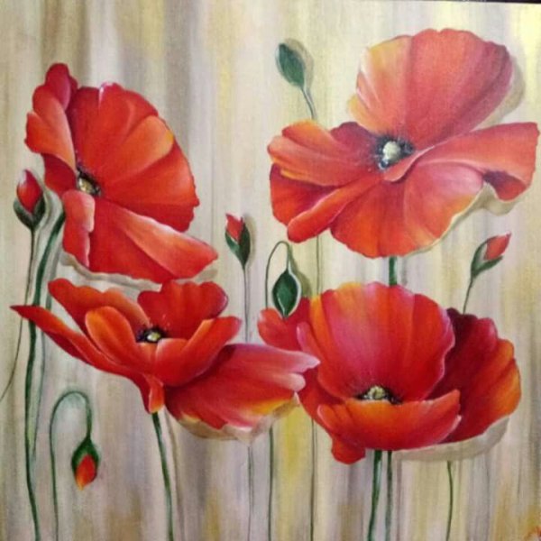 Рисование цветов акриловыми красками