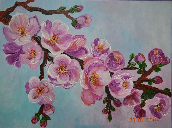 Ветка Сакуры акрилом