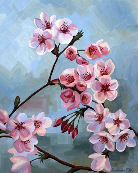 Ветка Сакуры живопись