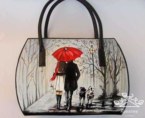 Сумки с ручной росписью черно белой