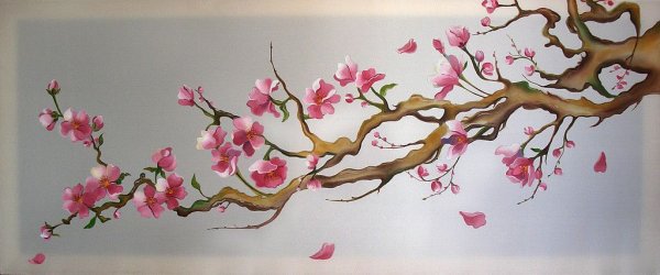 Ветка Сакуры рисунок на стене