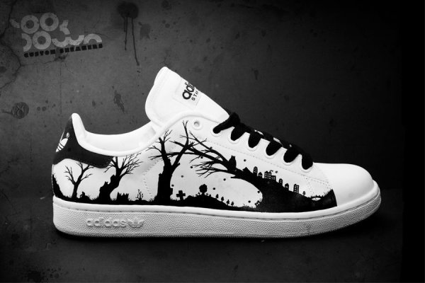 Кастом кеды черно белые