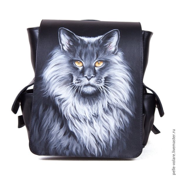 Кожаная сумка с кошкой
