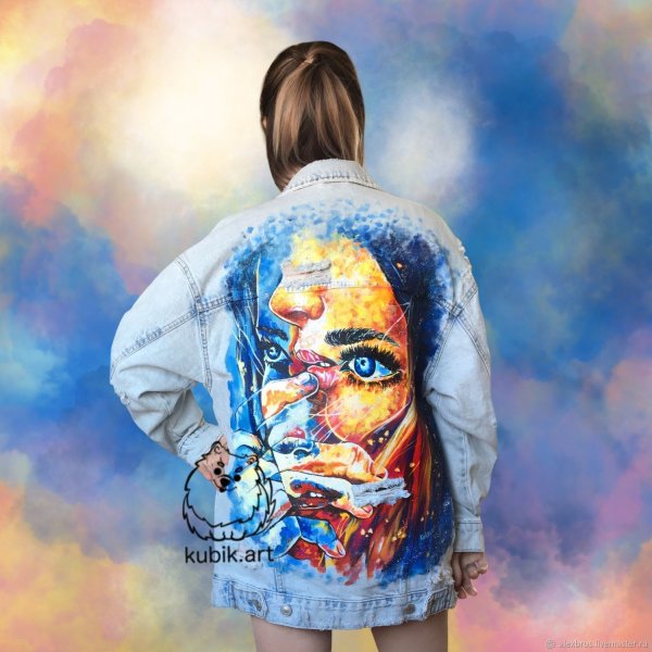 Джинсовая куртка с ручной росписью