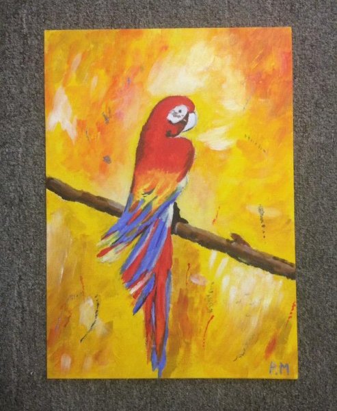 Попугай картина акрилом