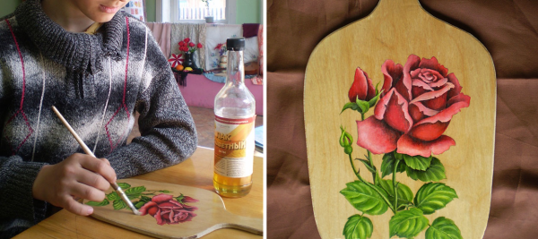 Роспись по дереву гуашью