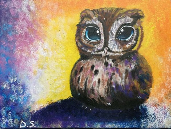 Сова рисунок акрилом