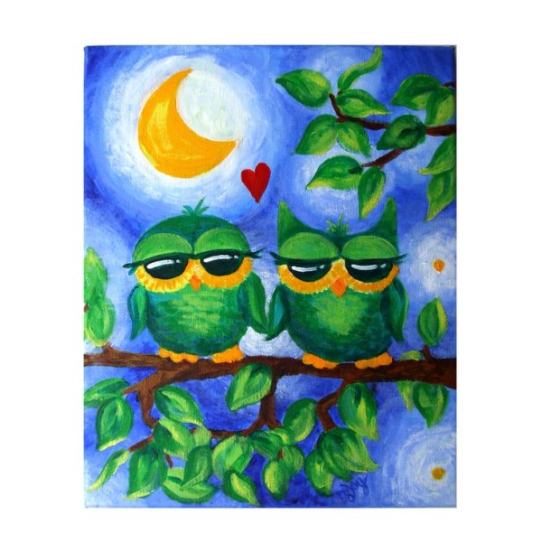 Сова акрилом на холсте