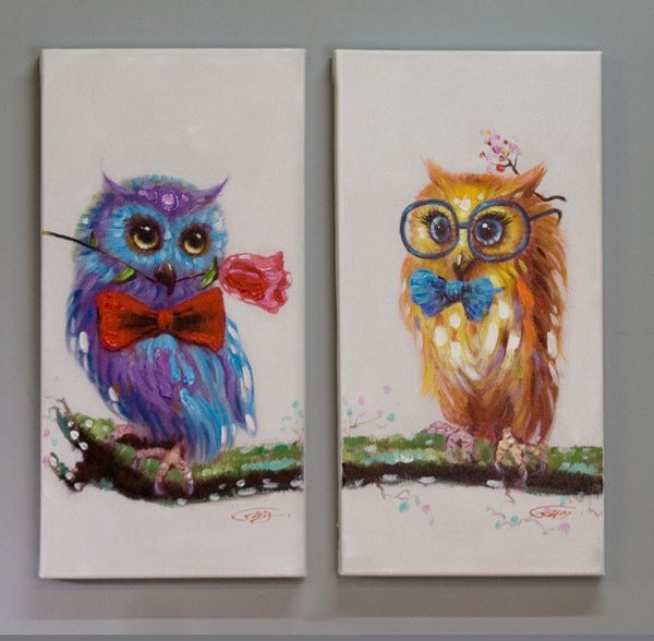 Сова на холсте акрилом для начинающих