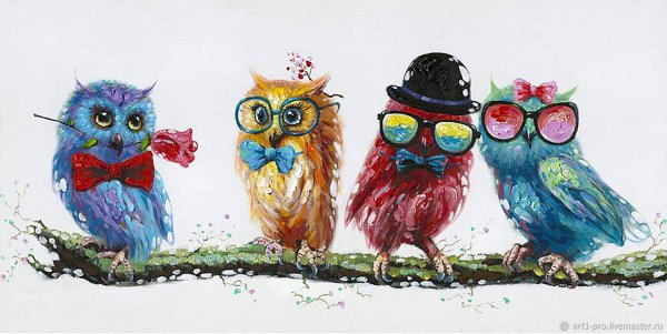 Совушки акварелью
