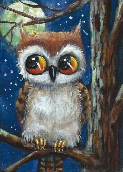 Сова акриловыми красками