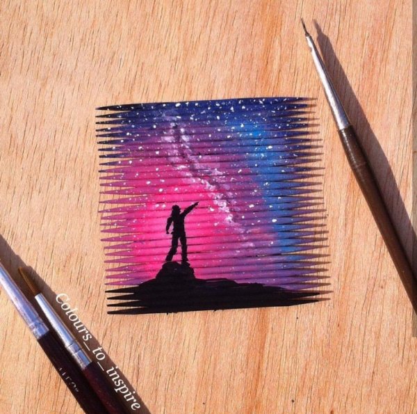 Рисование зубочистками