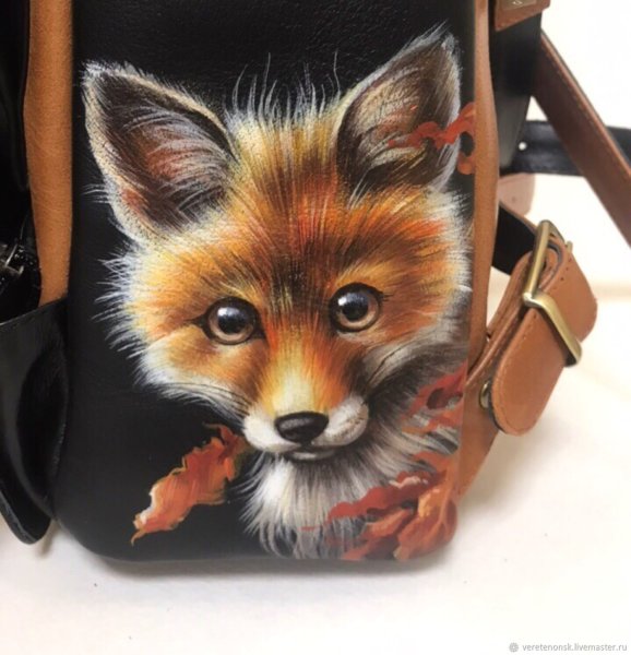 Кожаный рюкзак с лисой