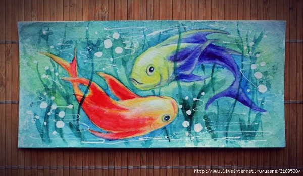 Подводный мир акварельными красками для детей