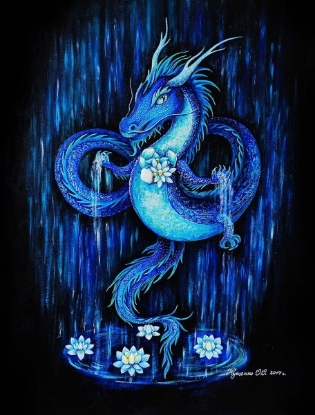 Дракон на джинсах акрилом