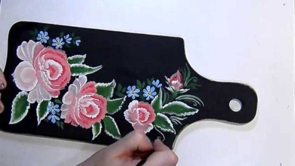 Роспись по дереву двойной мазок