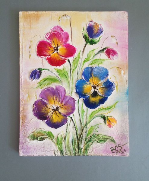 Анютины глазки акрилом