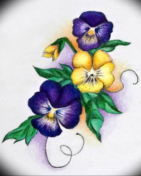 Анютины глазки акрилом