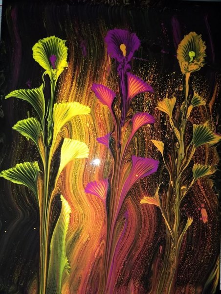 Рисование акрилом с ниткой