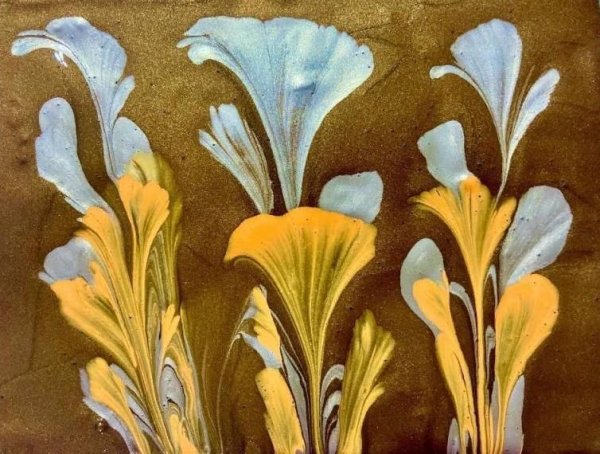 Цветы ниткой и краской