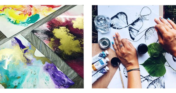 Рисование акрилом с ниткой