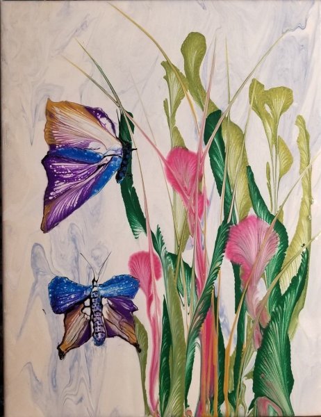 Акриловая заливка рисование нитками