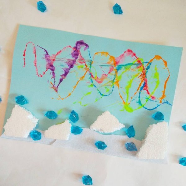 Северное сияние акрилом на холсте