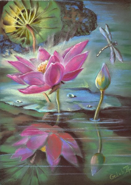 Лотос цветок энкаустика