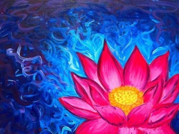 Лотос акрилом на холсте