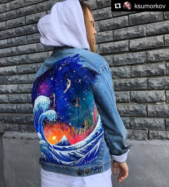 Джинсовка Разрисованная акриловыми красками