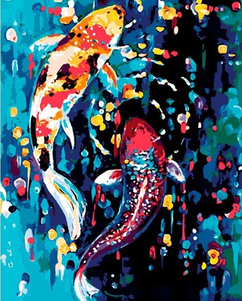 Живопись по номерам "карпы кои"