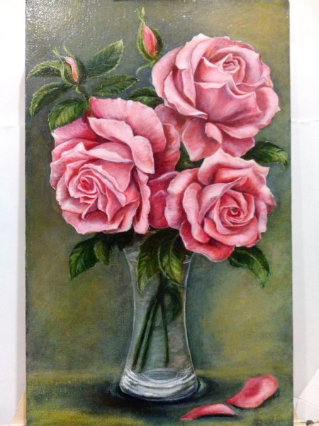 Розы акриловыми красками