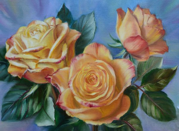 Гуашь живопись розы