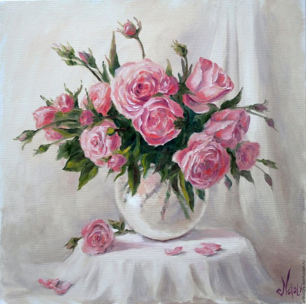 Букет роз маслом на холсте