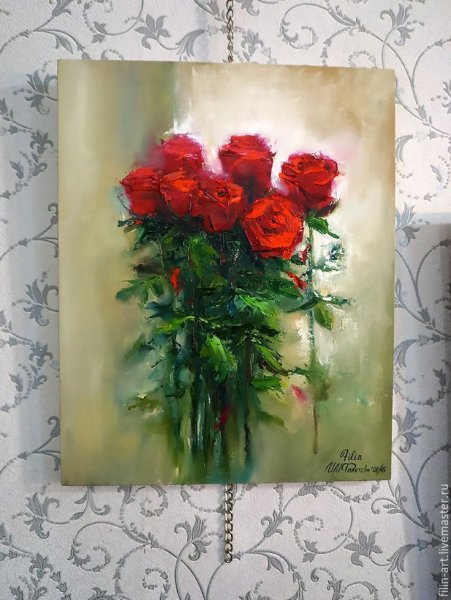 Розы маслом на холсте