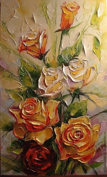 Розы мастихином акрилом