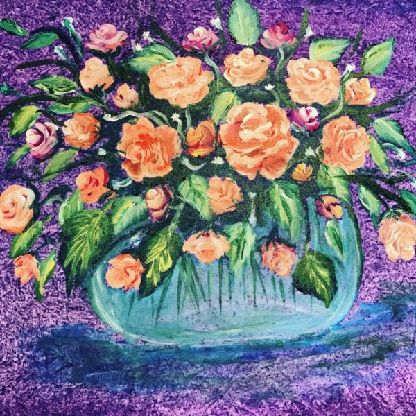 Большой букет роз картина