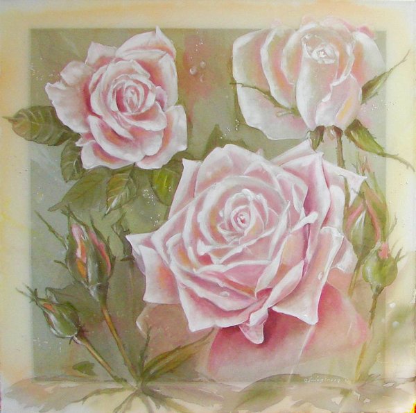 Розы акрилом