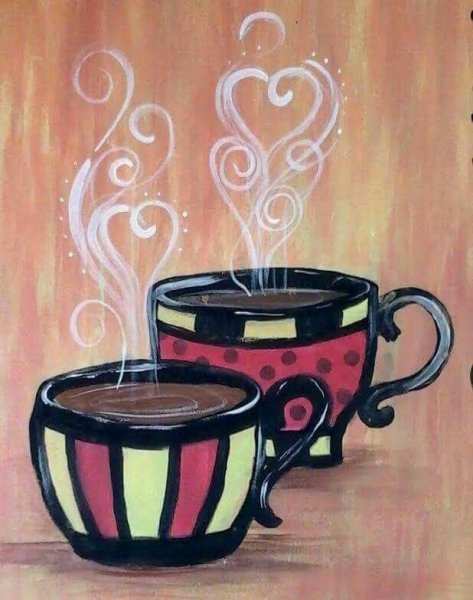Чашка кофе рисунок акрилом