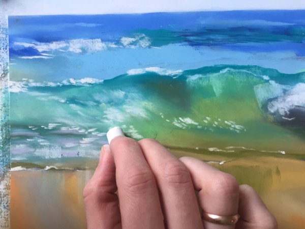 Рисование пастелью море