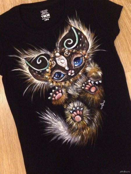 Котики акрилом на ткани