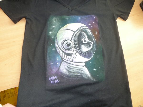 Роспись футболки космос