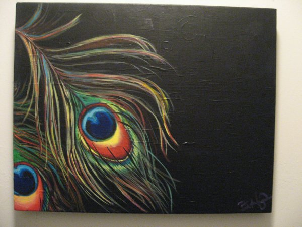Перо павлина акрилом