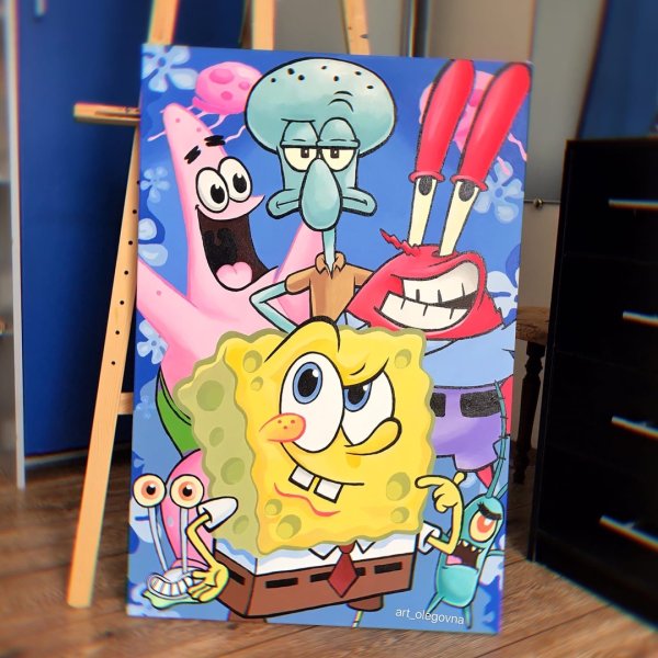 Картина акрилом на холсте Спанч Боб