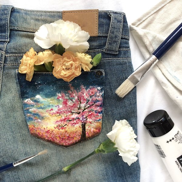 Роспись на кармане джинс