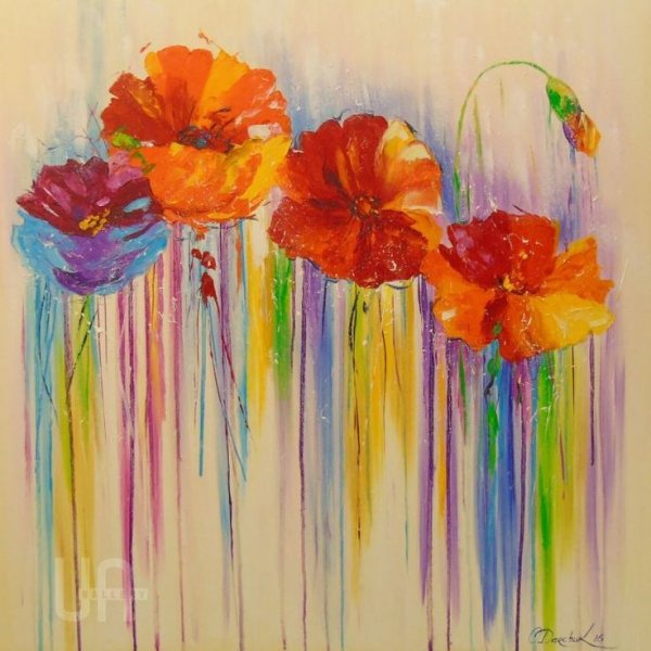 Цветы акрилом на холсте