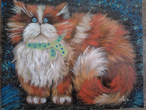 Картина акрилом кот