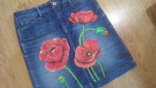 Роспись джинсовой юбки