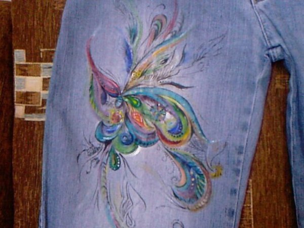 Батик на джинсовой ткани